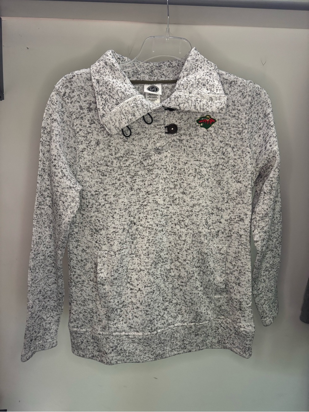 Minnesota Wild NHL Marled Light Gray Pullover Funnel Neck Sweatshirt